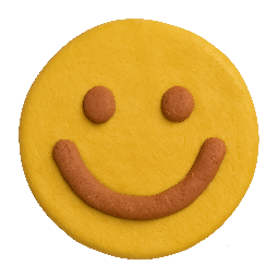 smiley-face stylized as claymation