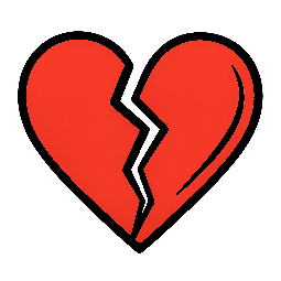 broken-heart stylized as comic