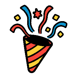 celebration-popper stylized as comic