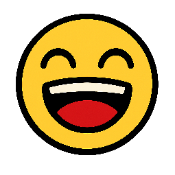cheering-face stylized as comic