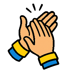 clap-hands stylized as comic