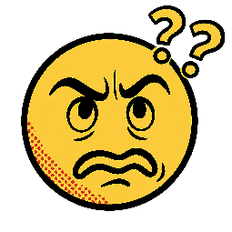 confused-face stylized as comic