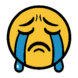 crying-emoji stylized as comic