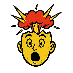 exploding-head stylized as comic