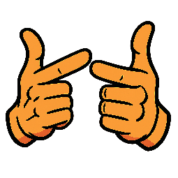finger-guns stylized as comic