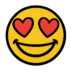 heart-eyes stylized as comic