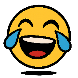laughing-emoji stylized as comic