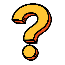 question-mark-large stylized as comic