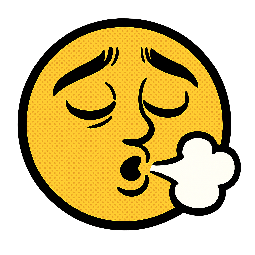 sighing-emoji stylized as comic