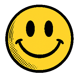smiley-face stylized as comic