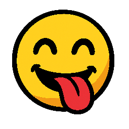 tongue-out stylized as comic