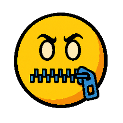 zipper-mouth-face stylized as comic