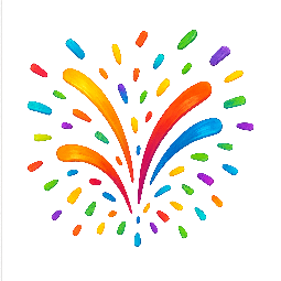 confetti-burst stylized as digital