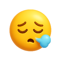 sighing-emoji stylized as shiny