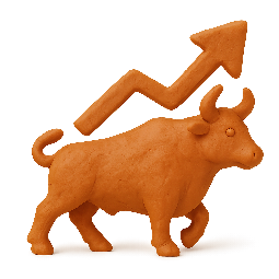 bull-market-icon stylized as claymation