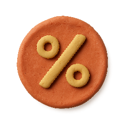 discount-percentage stylized as claymation