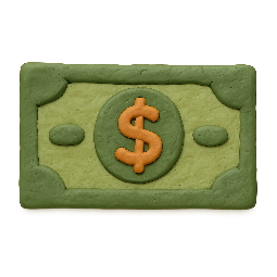 dollar-bill stylized as claymation