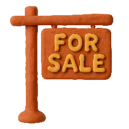 for-sale-sign stylized as claymation