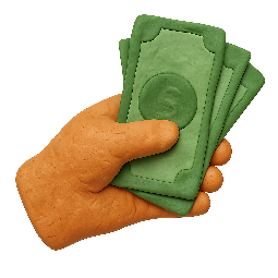 hand-with-money stylized as claymation
