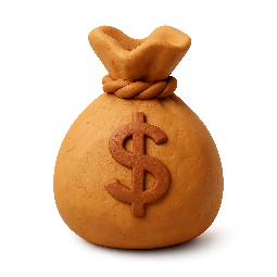 money-bag stylized as claymation