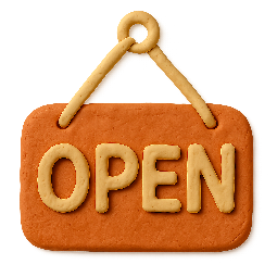 open-sign stylized as claymation