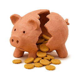 piggy-bank-broken stylized as claymation