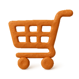 shopping-cart stylized as claymation
