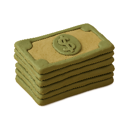 stack-of-bills stylized as claymation