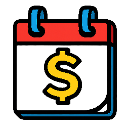 calendar-with-dollar stylized as comic