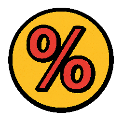 discount-percentage stylized as comic