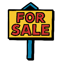 for-sale-sign stylized as comic