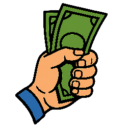 hand-with-money stylized as comic