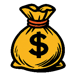 money-bag stylized as comic