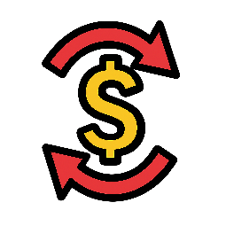 money-transfer-arrows stylized as comic