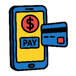 online-payment-icon stylized as comic