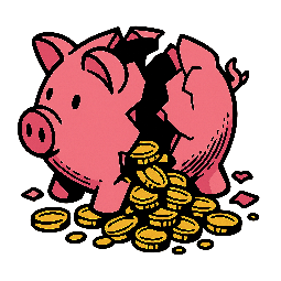 piggy-bank-broken stylized as comic