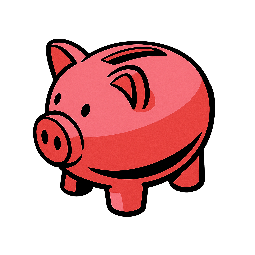 piggy-bank stylized as comic
