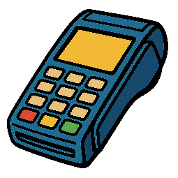 pos-device stylized as comic