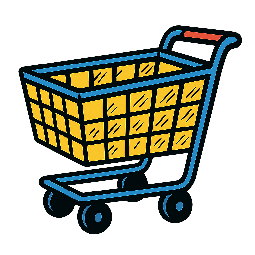 shopping-cart stylized as comic