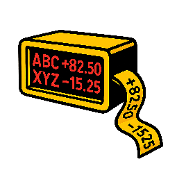 stock-ticker-tape stylized as comic