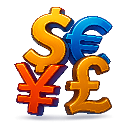 currency-symbols stylized as digital