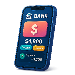 mobile-banking-app stylized as digital