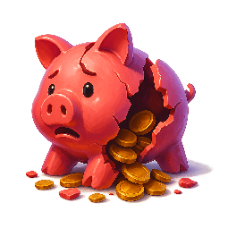 piggy-bank-broken stylized as digital