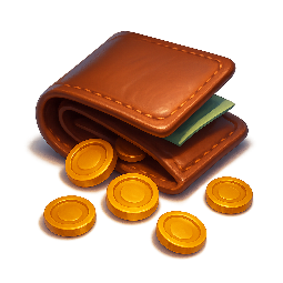 wallet-with-coins stylized as digital