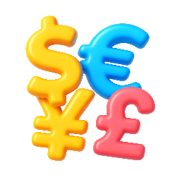 currency-symbols stylized as shiny