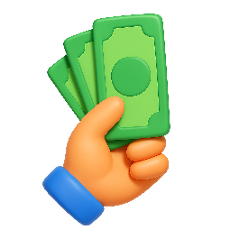 hand-with-money stylized as shiny
