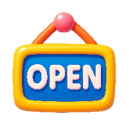 open-sign stylized as shiny