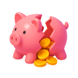 piggy-bank-broken stylized as shiny