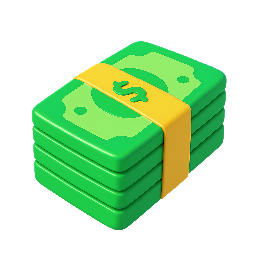 stack-of-bills stylized as shiny