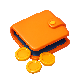 wallet-with-coins stylized as shiny